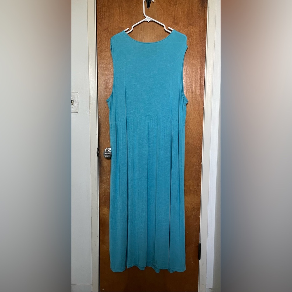 J. Jill Tiffany blue sleeveless maxi dress rayon/spandex lighter weight knit 3X - Picture 2 of 10